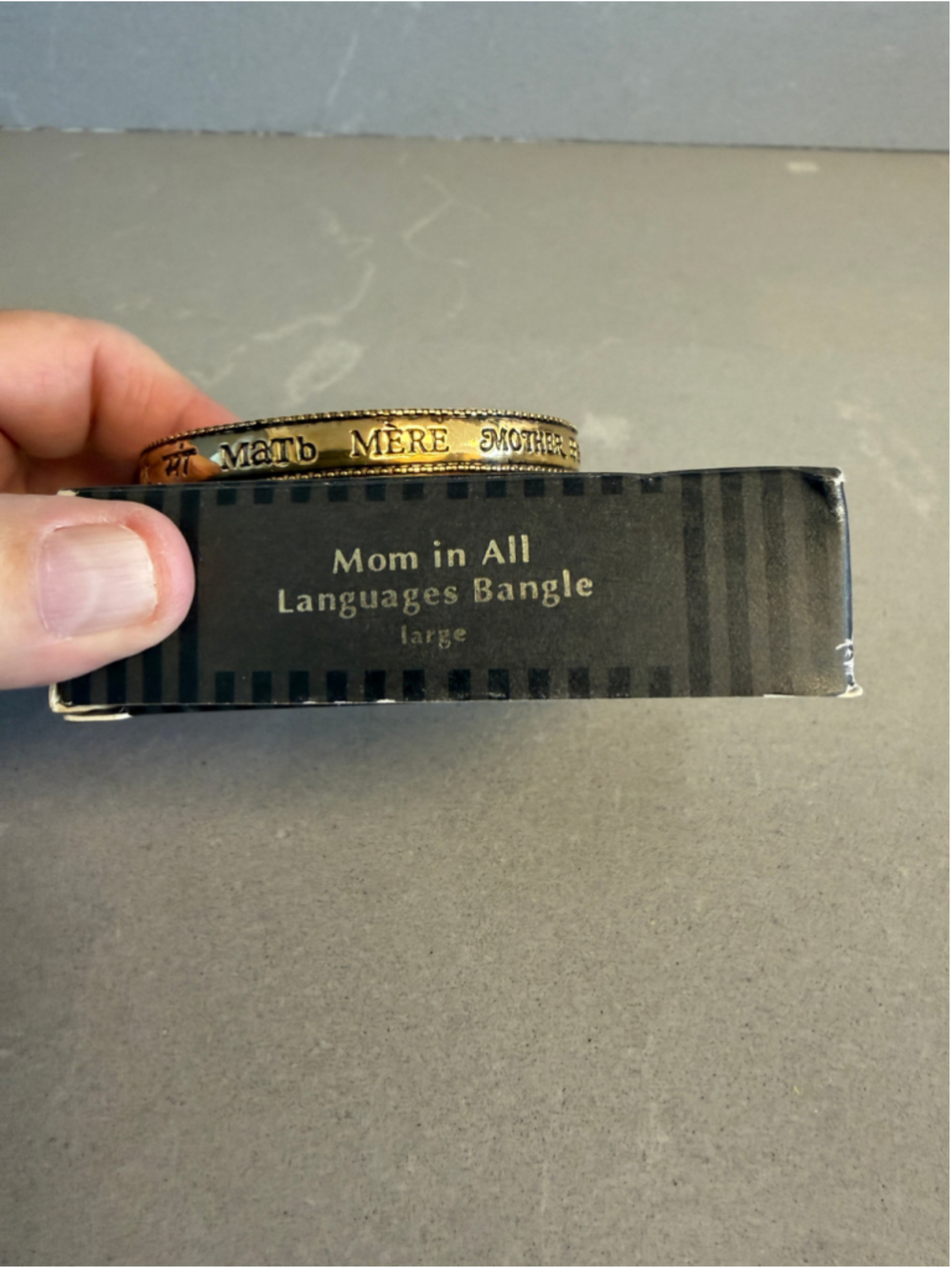 Vintage 1993 Avon Mom in All Languages Bangle Bracelet Gold Tone Large NIB